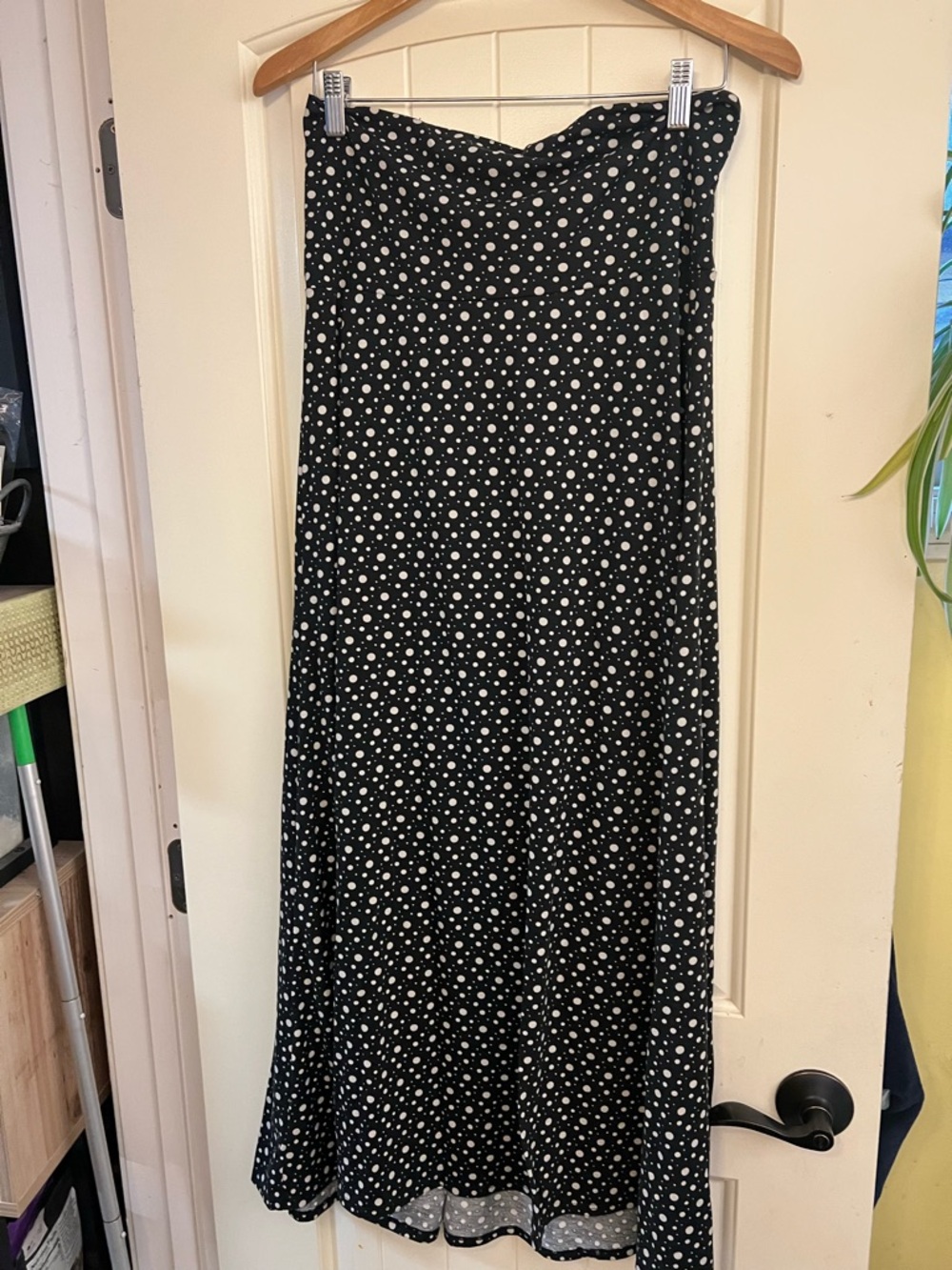 LuLaRoe Black Maxi Skirt with White Polka Dots
